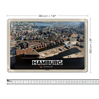 Blechschild Städte Hamburg Hafencity Ausblick 30x20cm