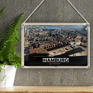 Blechschild Städte Hamburg Hafencity Ausblick 30x20cm