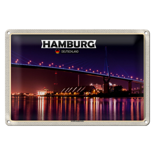 Blechschild Städte Hamburg Köhlbrandbrücke Nacht 30x20cm