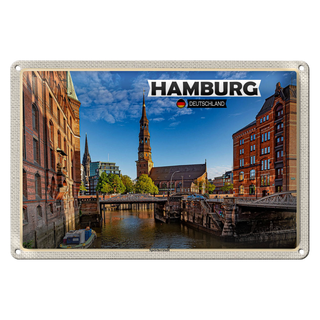 Blechschild Städte Hamburg Speicherstadt Architektur 30x20cm