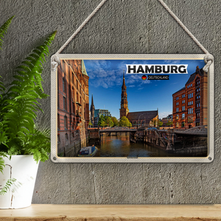 Blechschild Städte Hamburg Speicherstadt Architektur 30x20cm