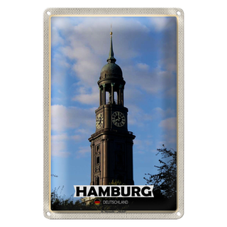 Blechschild Städte Hamburg St. Michaelis Michael 20x30cm