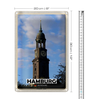 Blechschild Städte Hamburg St. Michaelis Michael 20x30cm