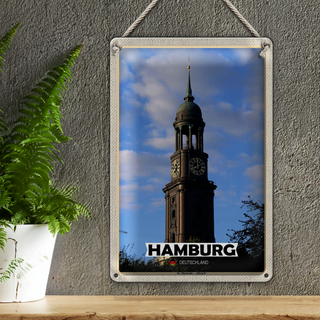 Blechschild Städte Hamburg St. Michaelis Michael 20x30cm