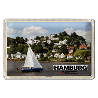 Blechschild Städte Hamburg Treppenviertel Boot 30x20cm