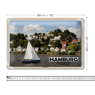 Blechschild Städte Hamburg Treppenviertel Boot 30x20cm