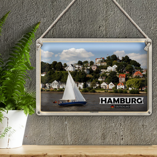 Blechschild Städte Hamburg Treppenviertel Boot 30x20cm