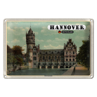 Blechschild Städte Hannover Flusswasserkunst Schloss 30x20cm