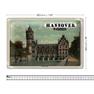 Blechschild Städte Hannover Flusswasserkunst Schloss 30x20cm