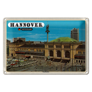 Blechschild Städte Hannover Hauptbahnhof Gemälde 30x20cm