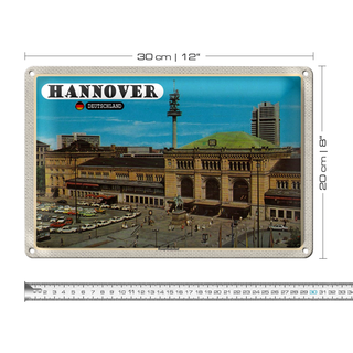 Blechschild Städte Hannover Hauptbahnhof Gemälde 30x20cm