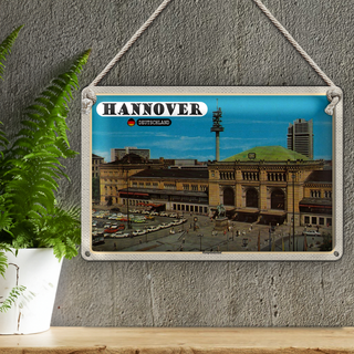 Blechschild Städte Hannover Hauptbahnhof Gemälde 30x20cm
