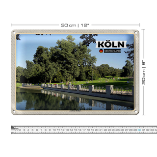 Blechschild Städte Köln Aachener Weiher Park 30x20cm