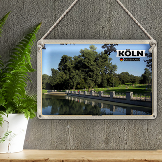Blechschild Städte Köln Aachener Weiher Park 30x20cm