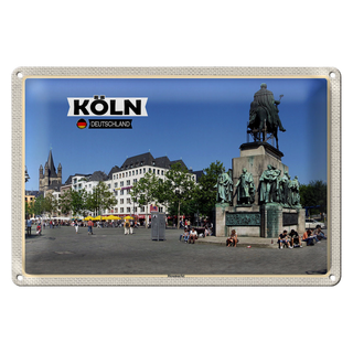 Blechschild Städte Köln Heumarkt Platz Skulptur 30x20cm