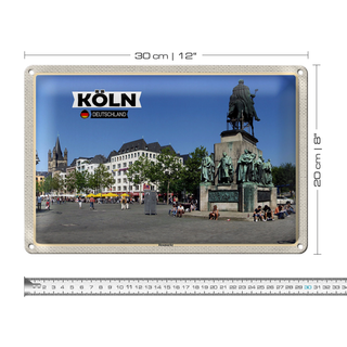 Blechschild Städte Köln Heumarkt Platz Skulptur 30x20cm