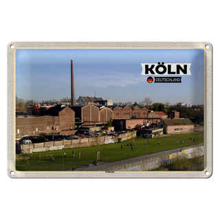 Blechschild Städte Köln Mülheim Industrie Fluss 30x20cm