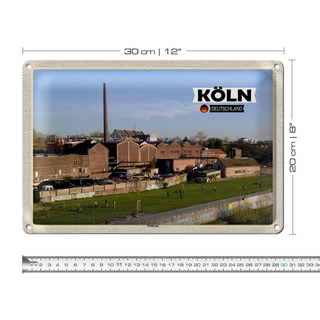 Blechschild Städte Köln Mülheim Industrie Fluss 30x20cm