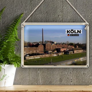 Blechschild Städte Köln Mülheim Industrie Fluss 30x20cm