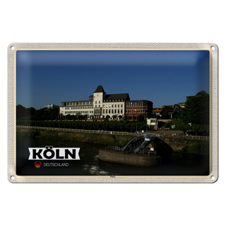 Blechschild Städte Köln Porz Rhein Gebäude 30x20cm