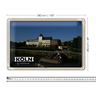 Blechschild Städte Köln Porz Rhein Gebäude 30x20cm