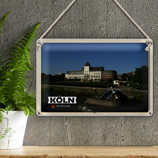 Blechschild Städte Köln Porz Rhein Gebäude 30x20cm