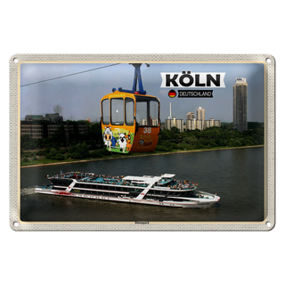 Blechschild Städte Köln Rheinpark Seilbahn Schiff 30x20cm