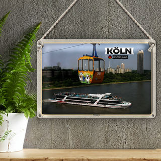 Blechschild Städte Köln Rheinpark Seilbahn Schiff 30x20cm