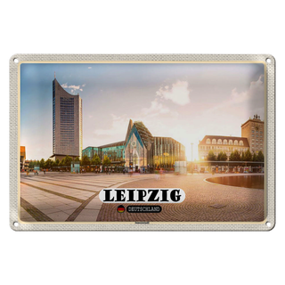 Blechschild Städte Leipzig Innenstadt Teich Gebäude 30x20cm