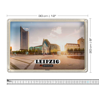 Blechschild Städte Leipzig Innenstadt Teich Gebäude 30x20cm