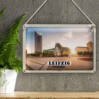 Blechschild Städte Leipzig Innenstadt Teich Gebäude 30x20cm