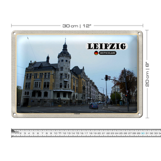 Blechschild Städte Leipzig Leutzsch Gebäude Straße 30x20cm