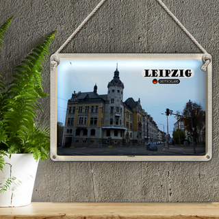 Blechschild Städte Leipzig Leutzsch Gebäude Straße 30x20cm