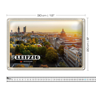 Blechschild Städte Leipzig Blick auf Möcken Natur 30x20cm