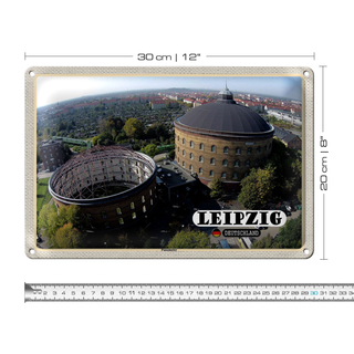 Blechschild Städte Leipzig Blick auf Panometer 30x20cm