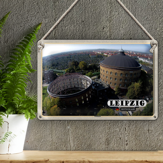 Blechschild Städte Leipzig Blick auf Panometer 30x20cm