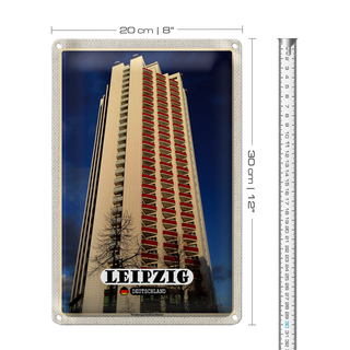 Blechschild Städte Leipzig Wintergartenhochhaus 20x30cm