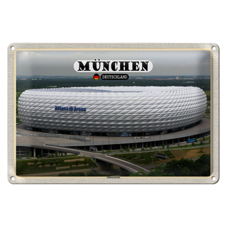 Blechschild Städte München Blick auf Allianzarena 30x20cm
