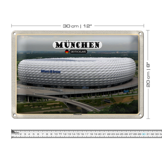 Blechschild Städte München Blick auf Allianzarena 30x20cm