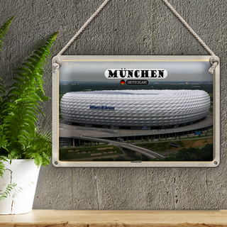 Blechschild Städte München Blick auf Allianzarena 30x20cm
