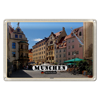 Blechschild Städte München Altstadt Gasthaus 30x20cme