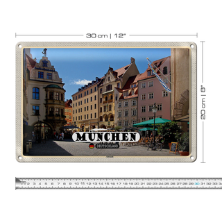 Blechschild Städte München Altstadt Gasthaus 30x20cme