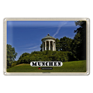 Blechschild Städte München Englischer Garten 30x20cm
