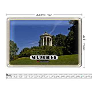 Blechschild Städte München Englischer Garten 30x20cm