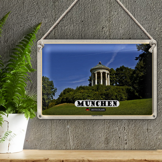 Blechschild Städte München Englischer Garten 30x20cm