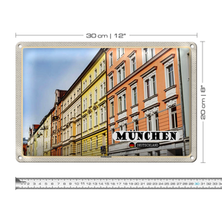 Blechschild Städte München Haidhausen Gebäude 30x20cm