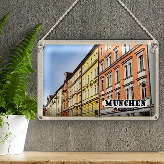Blechschild Städte München Haidhausen Gebäude 30x20cm