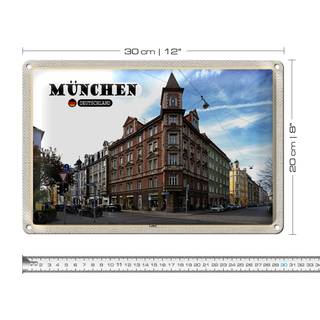 Blechschild Städte München Lehel Straße Stadt 30x20cm