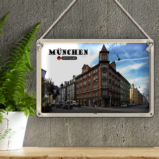Blechschild Städte München Lehel Straße Stadt 30x20cm