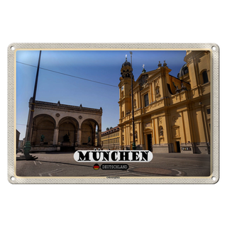 Blechschild Städte München Odeonsplatz Skulptur 30x20cm